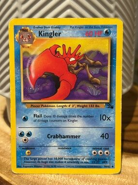 Pokemon Kingler, Vintage Card, 1999, 96, 98, Collectible, Fan Favorite
